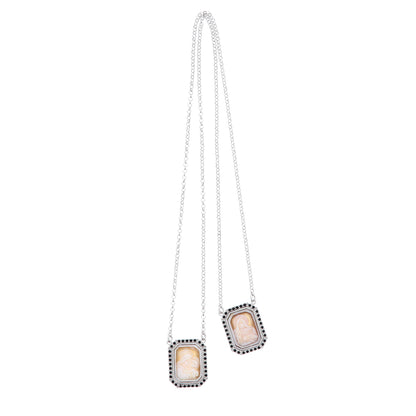 Scapolare in argento 925 con zirconi e cammeo

