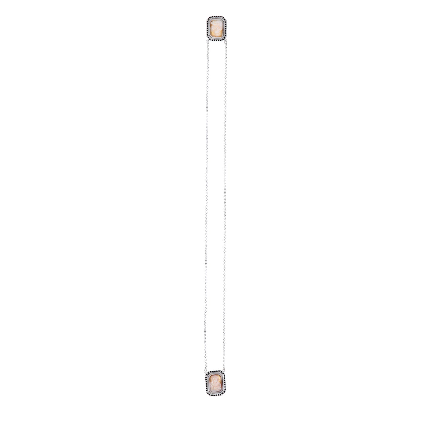 Scapolare in argento 925 con zirconi e cammeo

