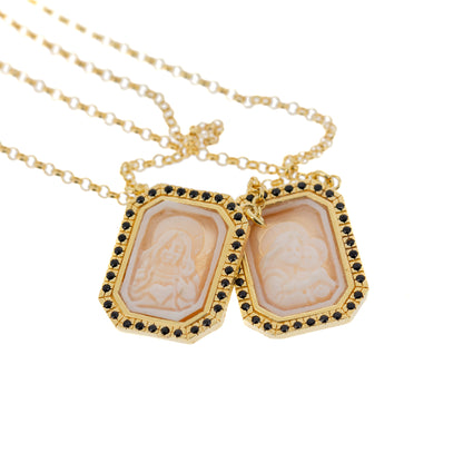 Scapolare in argento 925 con zirconi e cammeo

