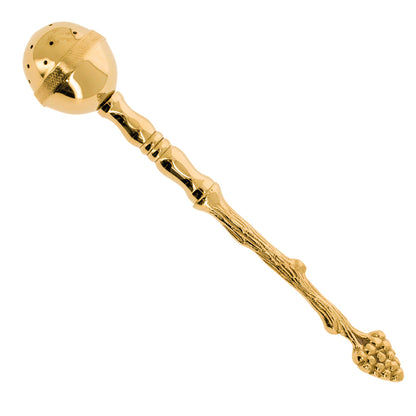 Secchiello con aspersorio per acqua benedetta in ottone dorato – Articolo liturgico per benedizioni – Altezza 35,5 cm