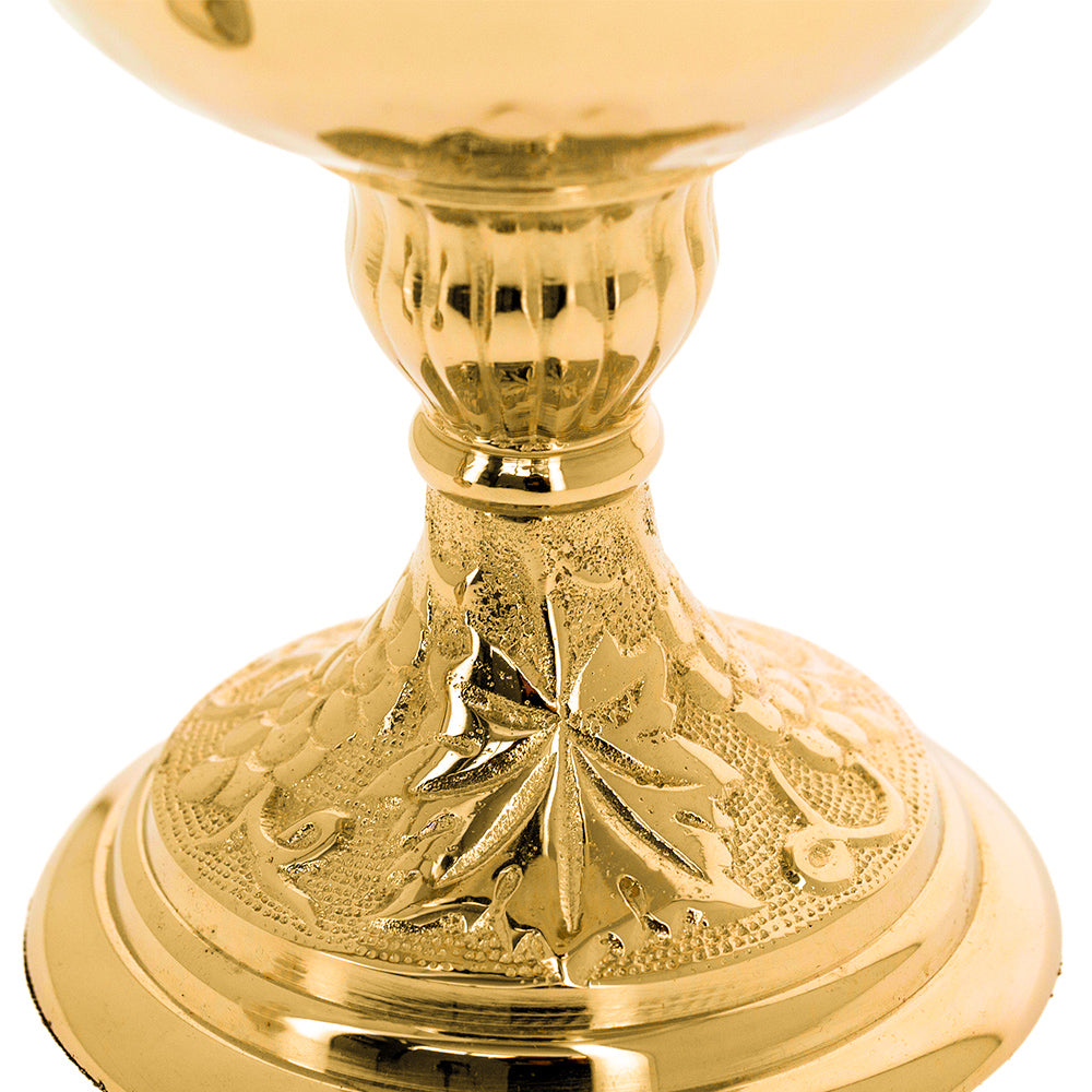 Secchiello con aspersorio per acqua benedetta in ottone dorato – Articolo liturgico per benedizioni – Altezza 35,5 cm