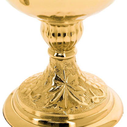 Secchiello con aspersorio per acqua benedetta in ottone dorato – Articolo liturgico per benedizioni – Altezza 35,5 cm