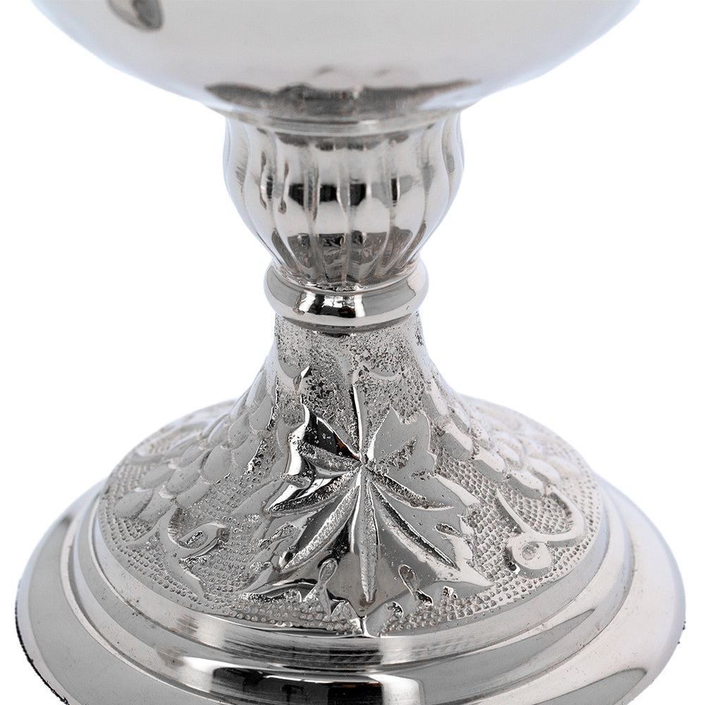 Secchiello con aspersorio per acqua benedetta in ottone nichelato – Articolo liturgico per benedizioni – Altezza 35,5 cm