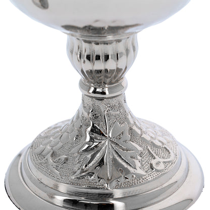 Secchiello con aspersorio per acqua benedetta in ottone nichelato – Articolo liturgico per benedizioni – Altezza 35,5 cm