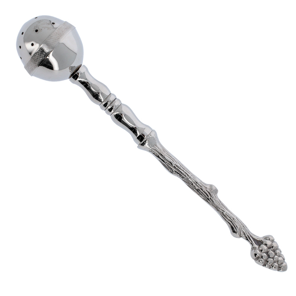 Secchiello con aspersorio per acqua benedetta in ottone nichelato – Articolo liturgico per benedizioni – Altezza 35,5 cm