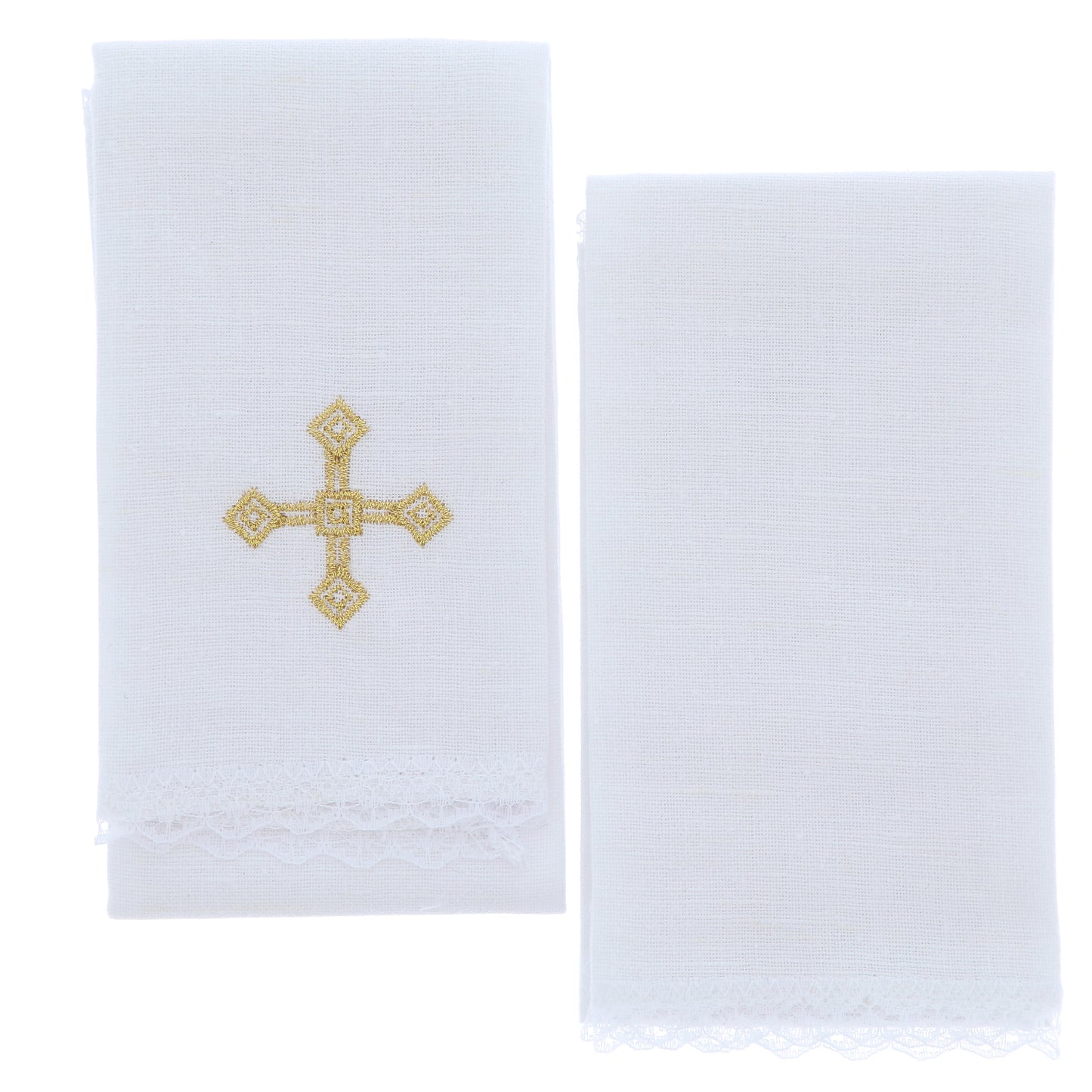 Servizio da Messa in Lino con Ricamo IHS Oro | Corredo Sacro