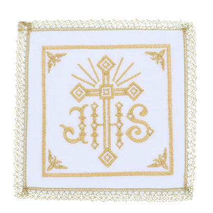 Servizio da Messa in Lino con Ricamo IHS Oro | Corredo Sacro