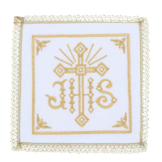 Servizio da Messa in Lino con Ricamo IHS Oro | Corredo Sacro
