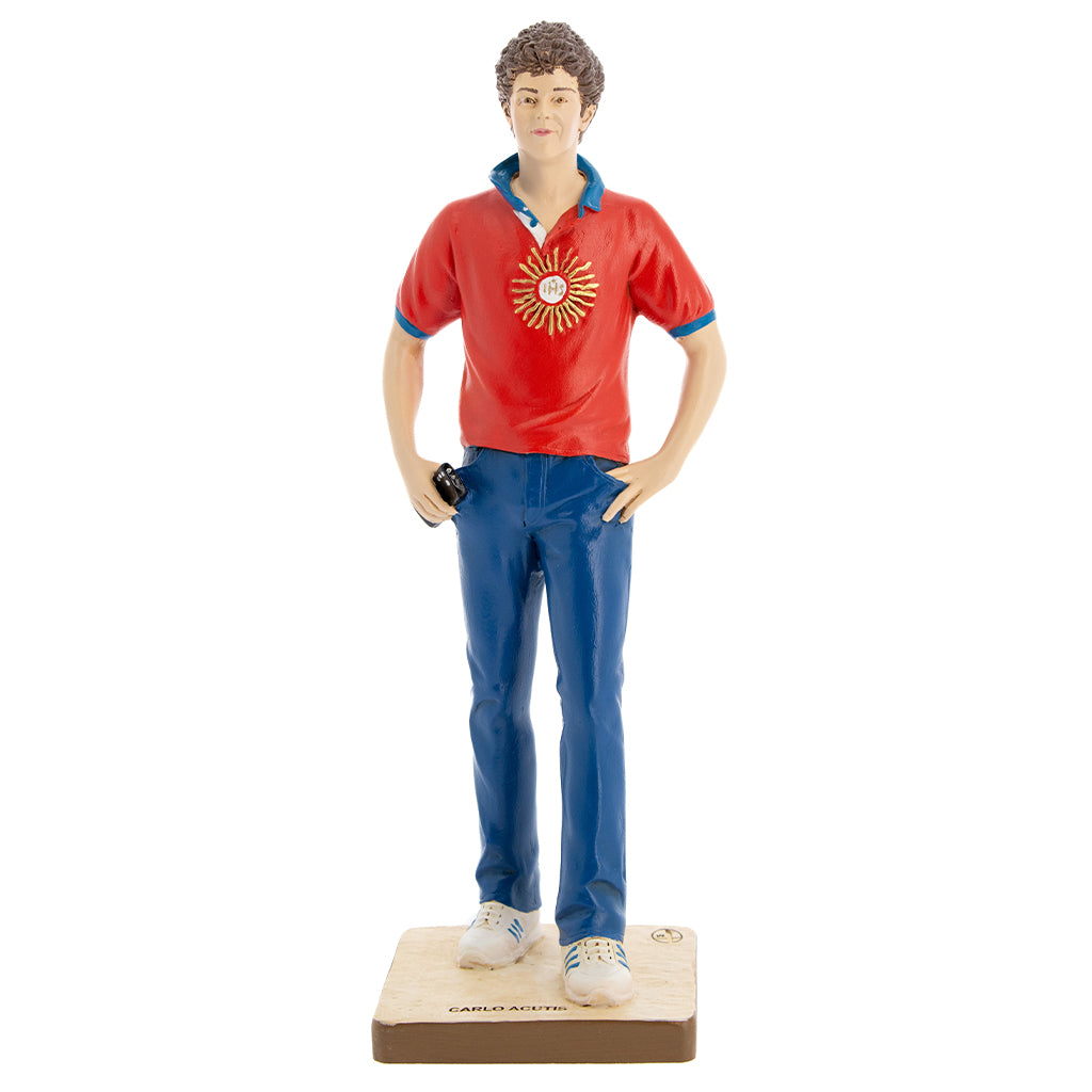 Statua Carlo Acutis in polvere di marmo colorata. Altezza 37 cm