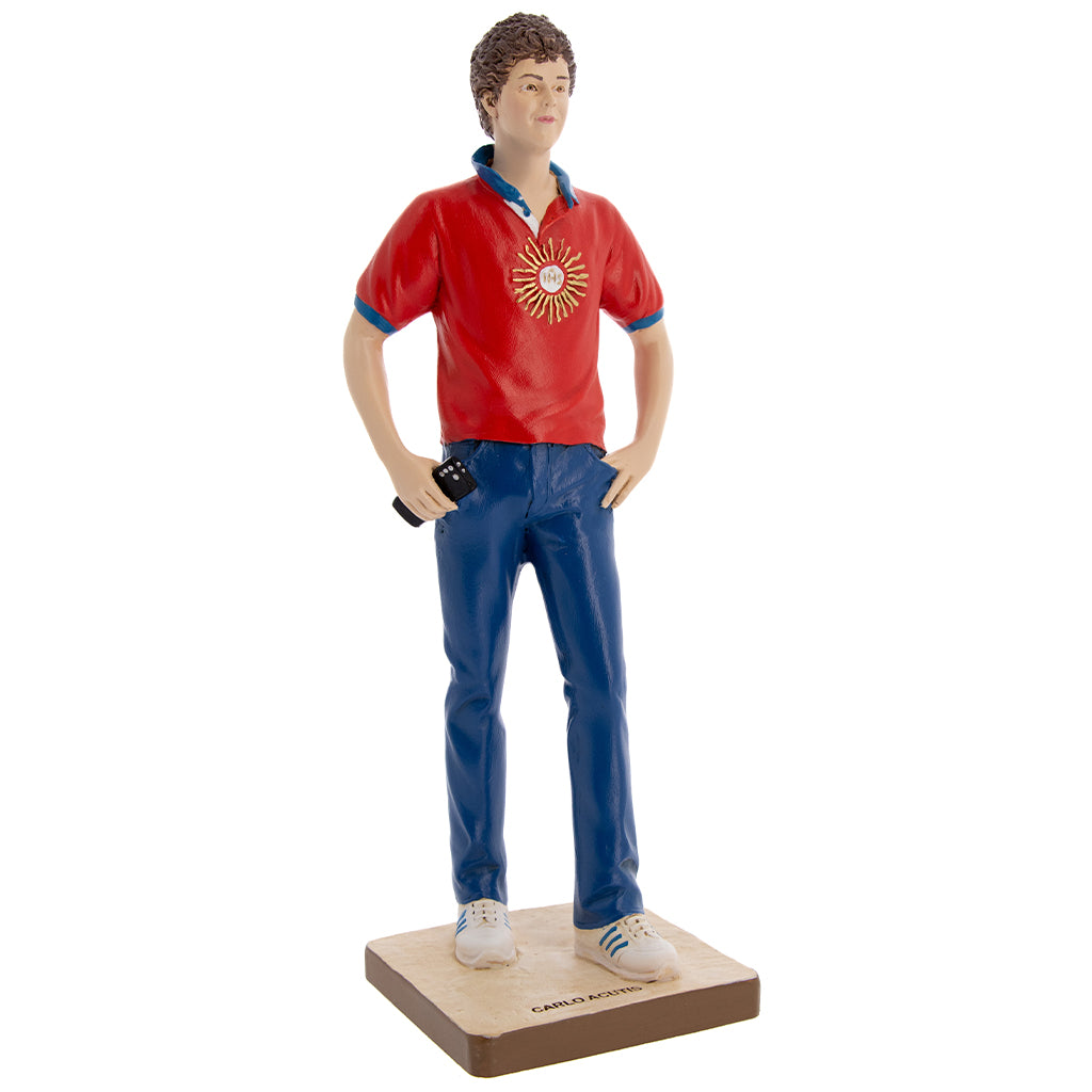 Statua Carlo Acutis in polvere di marmo colorata. Altezza 37 cm