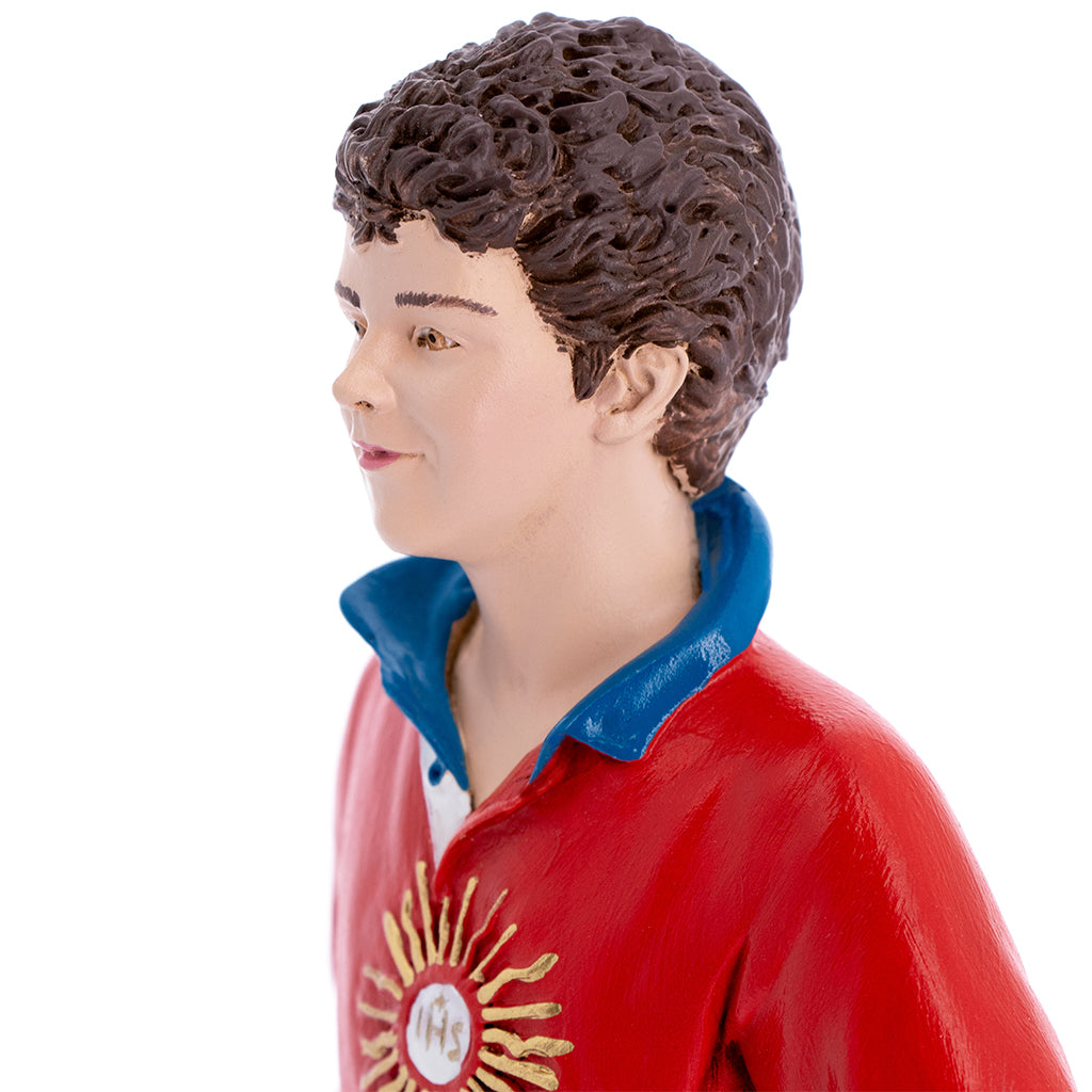 Statua Carlo Acutis in polvere di marmo colorata. Altezza 37 cm
