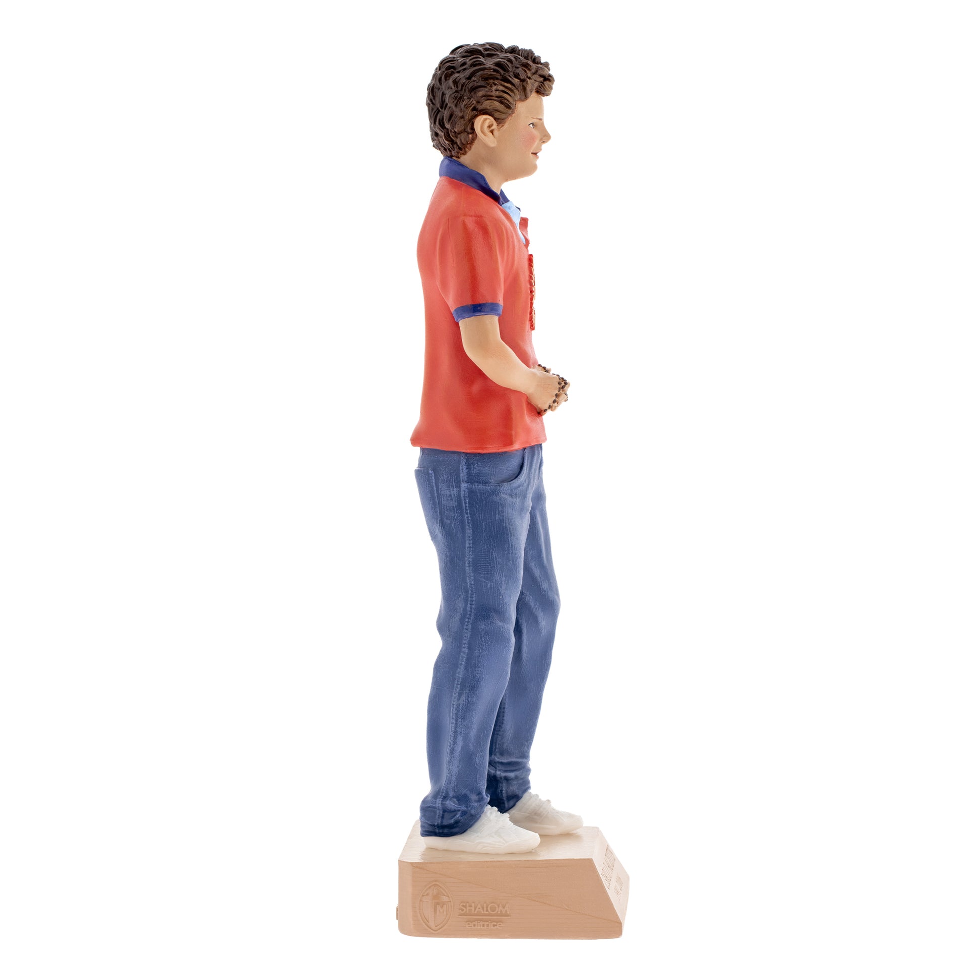 Statua San Carlo Acutis in resina colorata. Altezza 15 cm