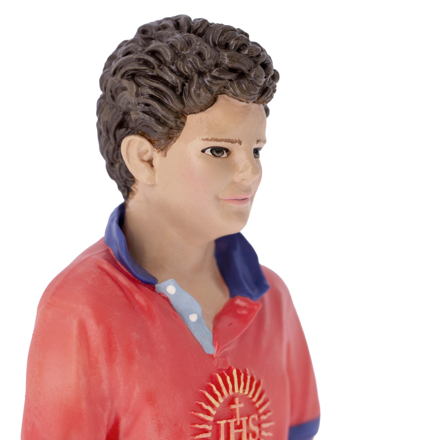 Statua San Carlo Acutis in resina colorata. Altezza 25 cm