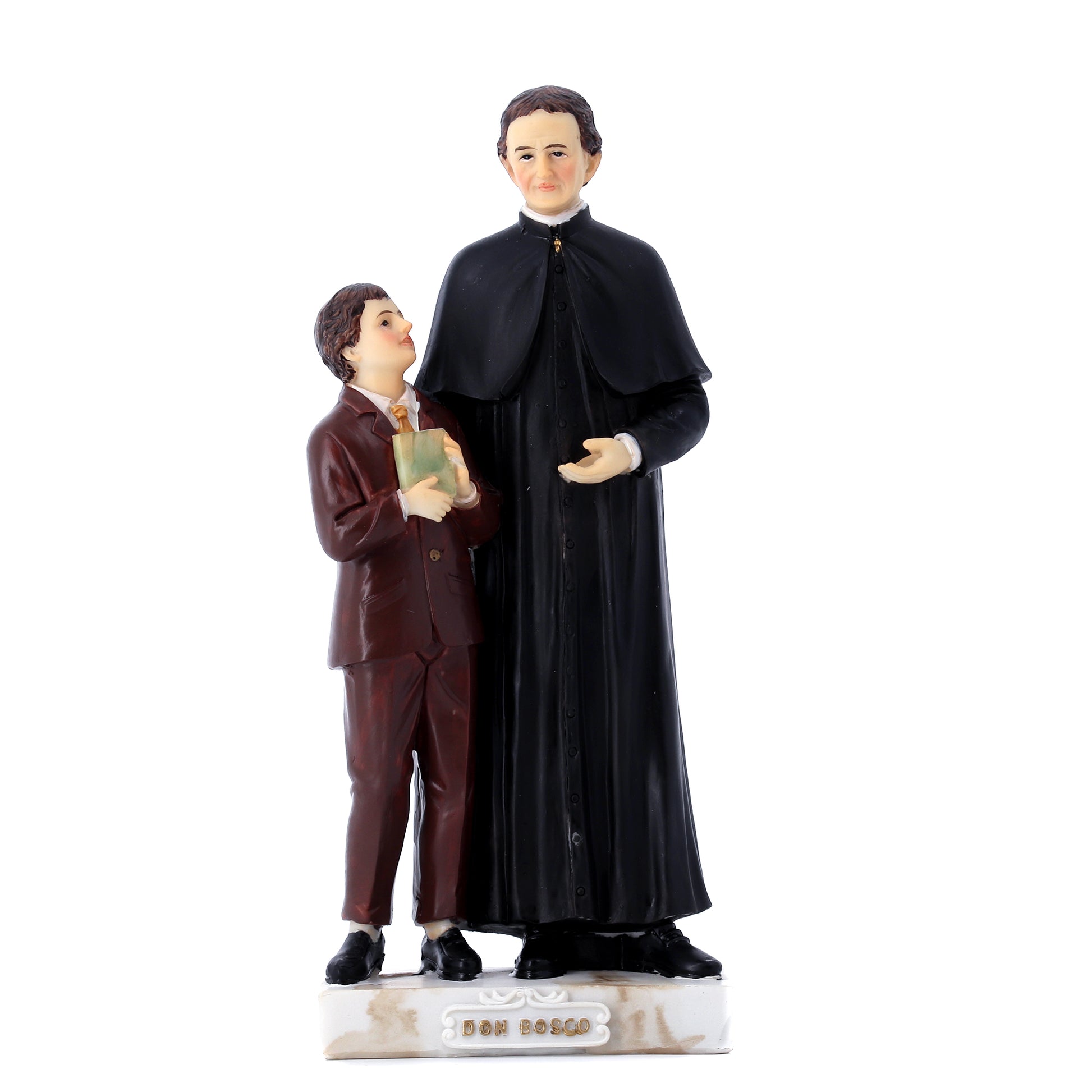 Statua Don Bosco e Domenico Savio in resina. Altezza 20 cm
