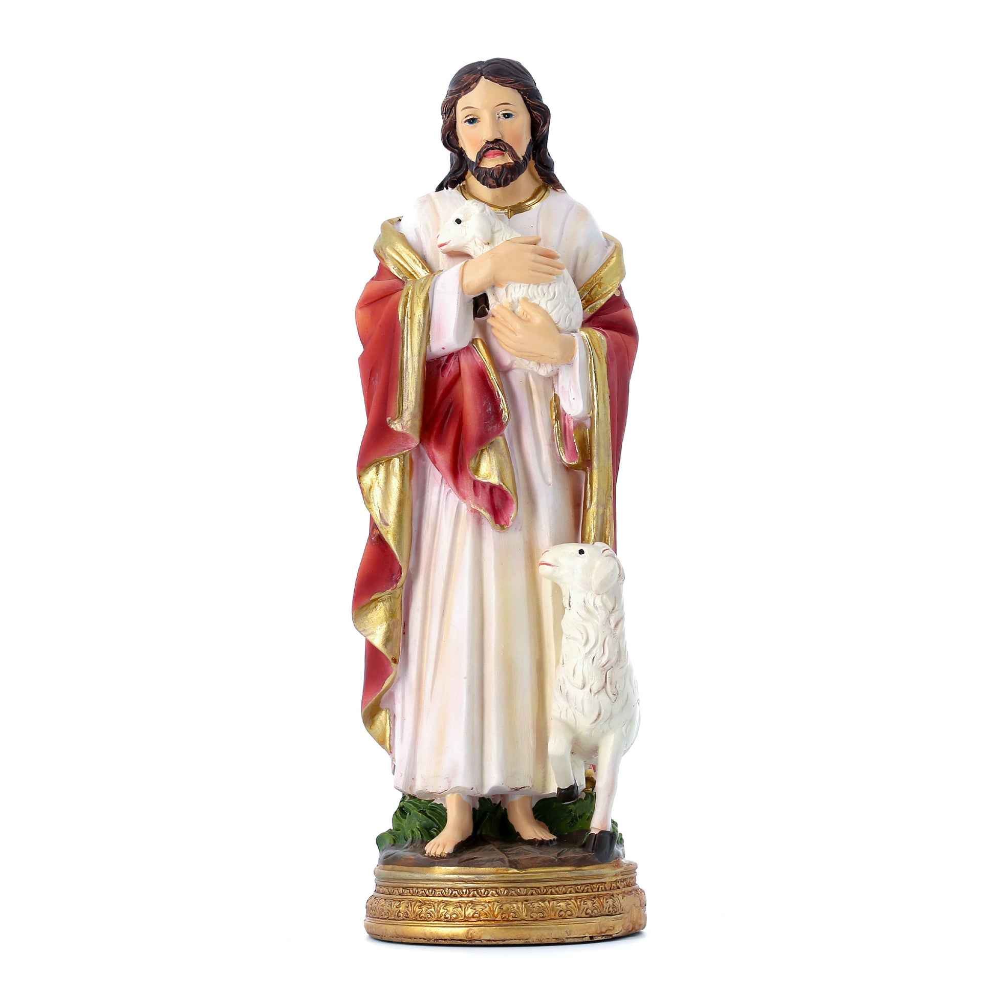Statua Gesù Buon Pastore in resina. Altezza 20 cm
