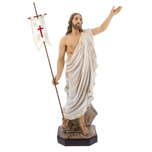 Statua Gesù Risorto in resina vuota colorata. Altezza 110 cm