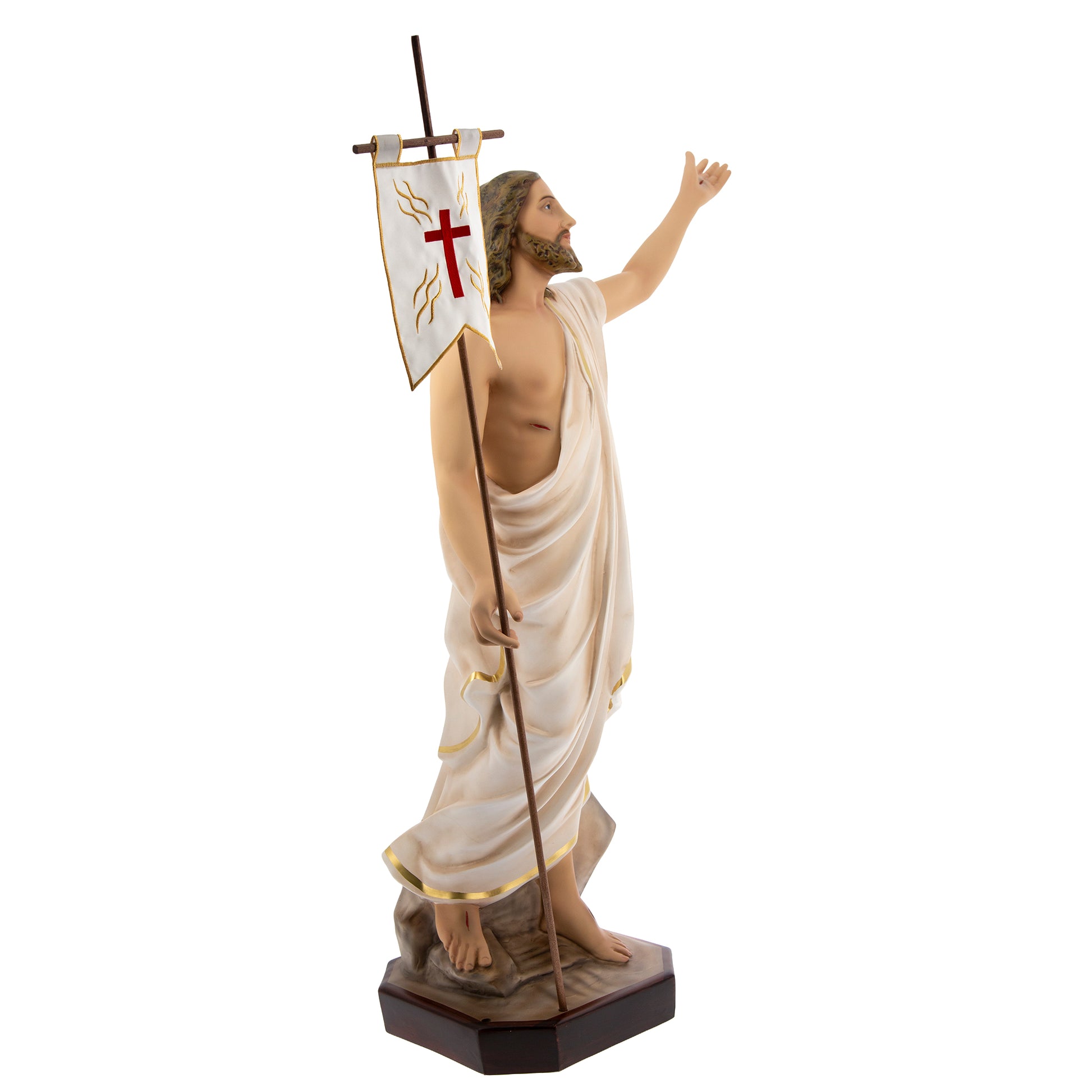 Statua Gesù Risorto in resina vuota colorata. Altezza 110 cm