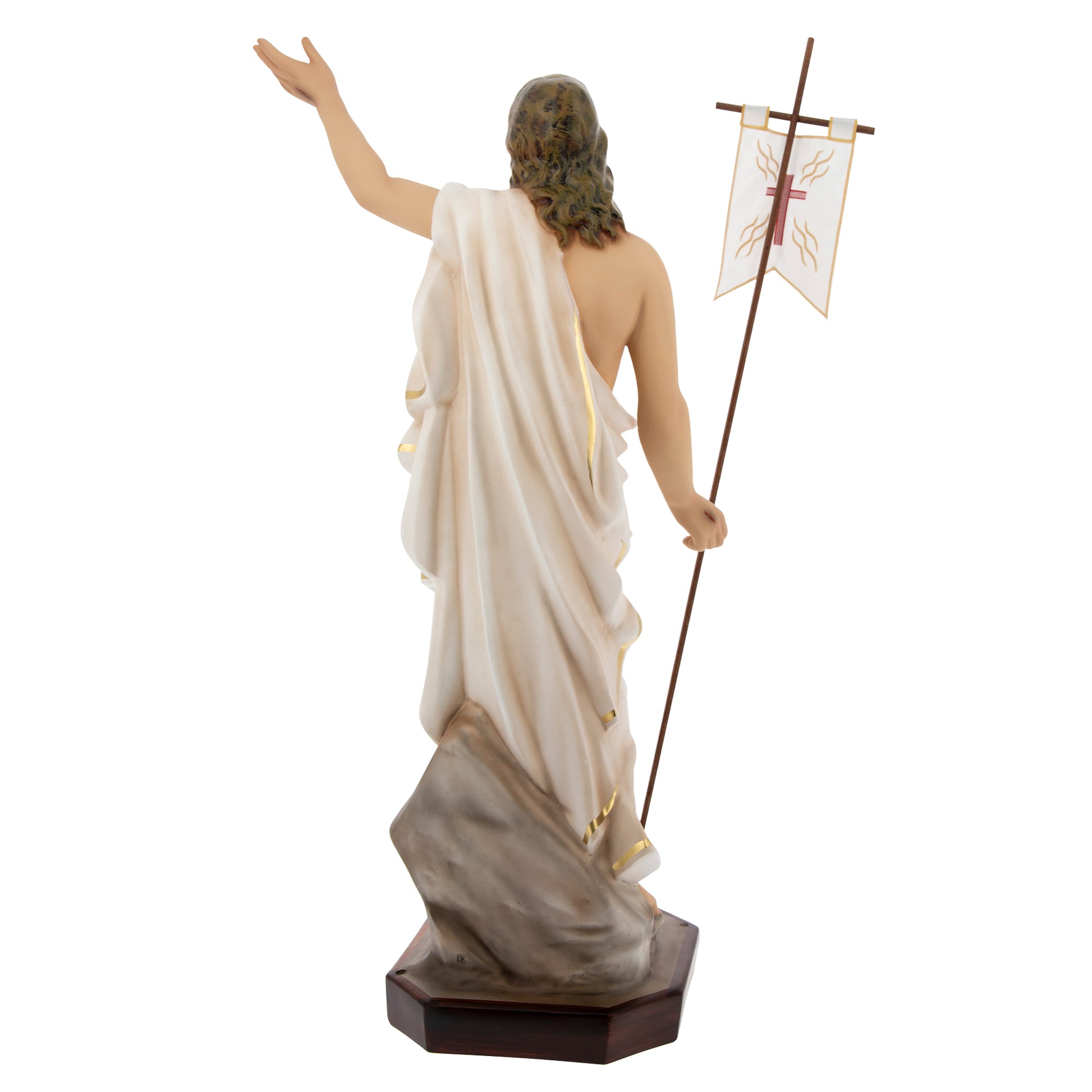 Statua Gesù Risorto in resina vuota colorata. Altezza 110 cm