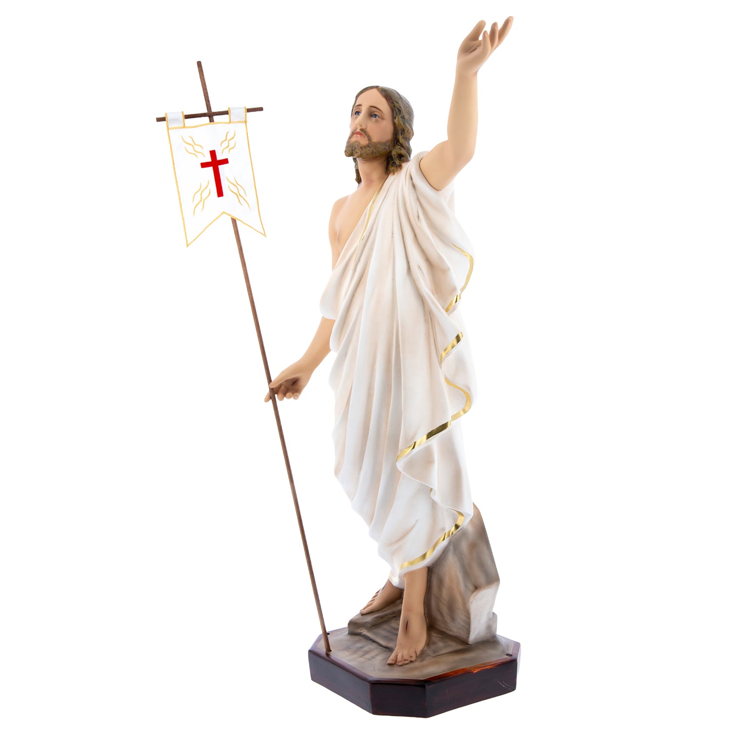 Statua Gesù Risorto in resina vuota colorata. Altezza 110 cm