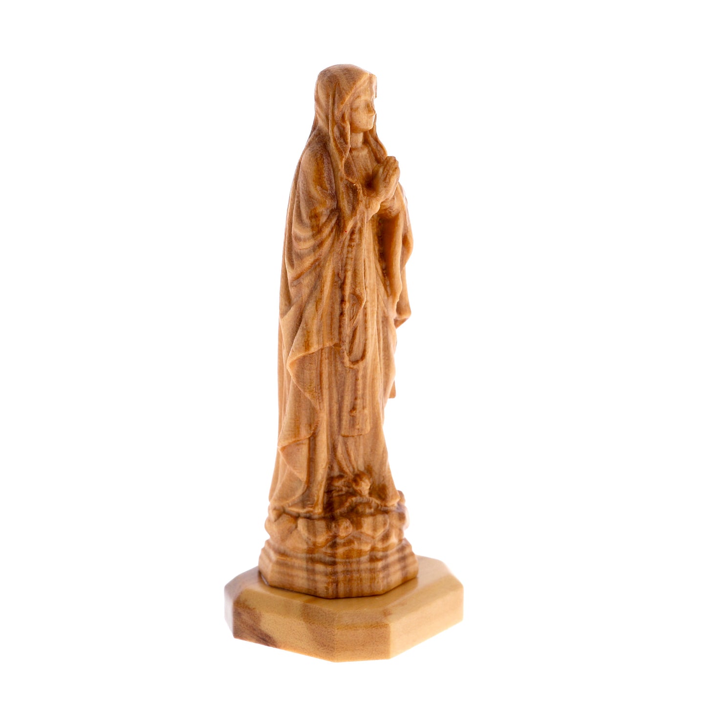 Statua Madonna di Lourdes, in legno d'olivo. Altezza 7,4 cm