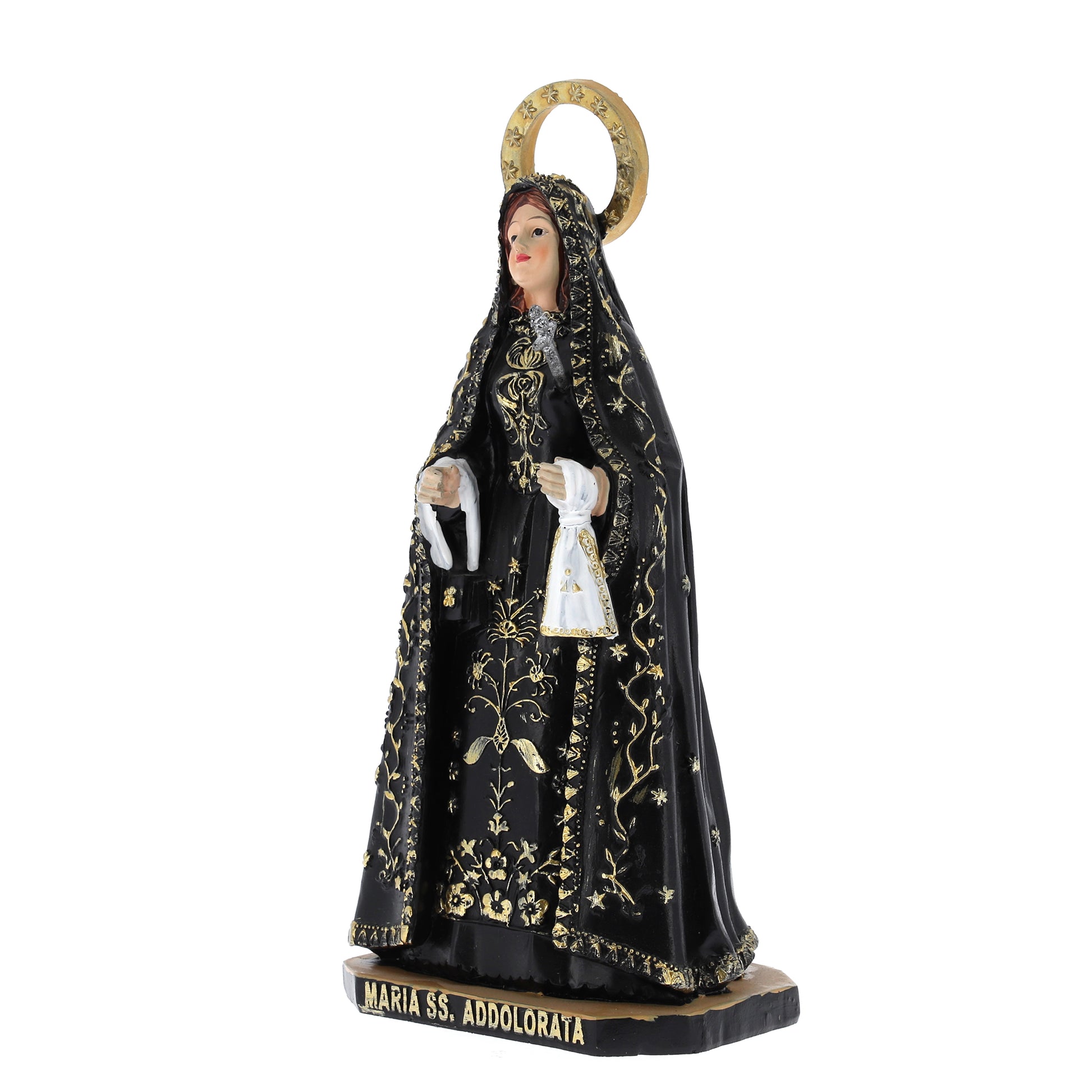 Statua Madonna Addolorata in resina. Altezza 20 cm