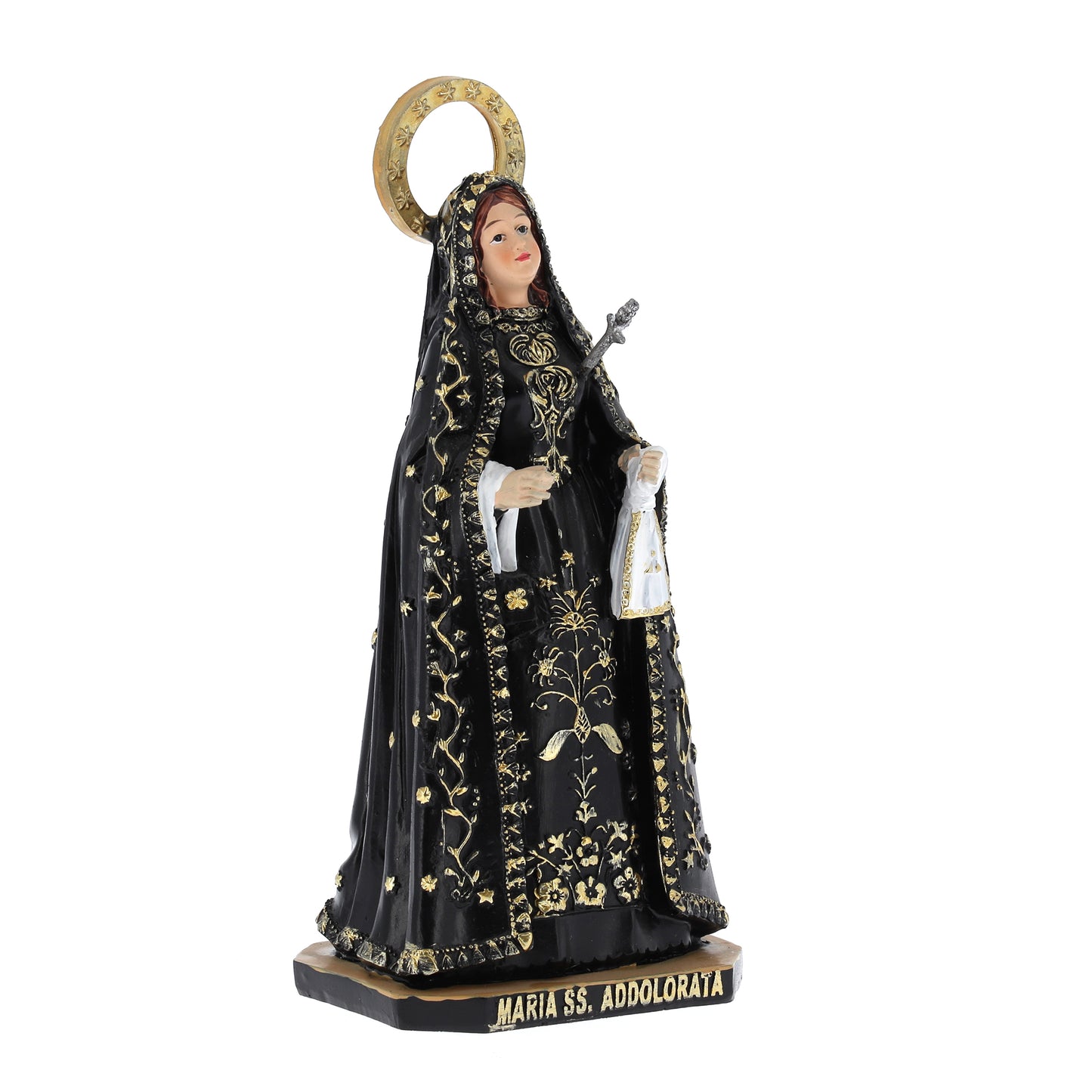 Statua Madonna Addolorata in resina. Altezza 20 cm