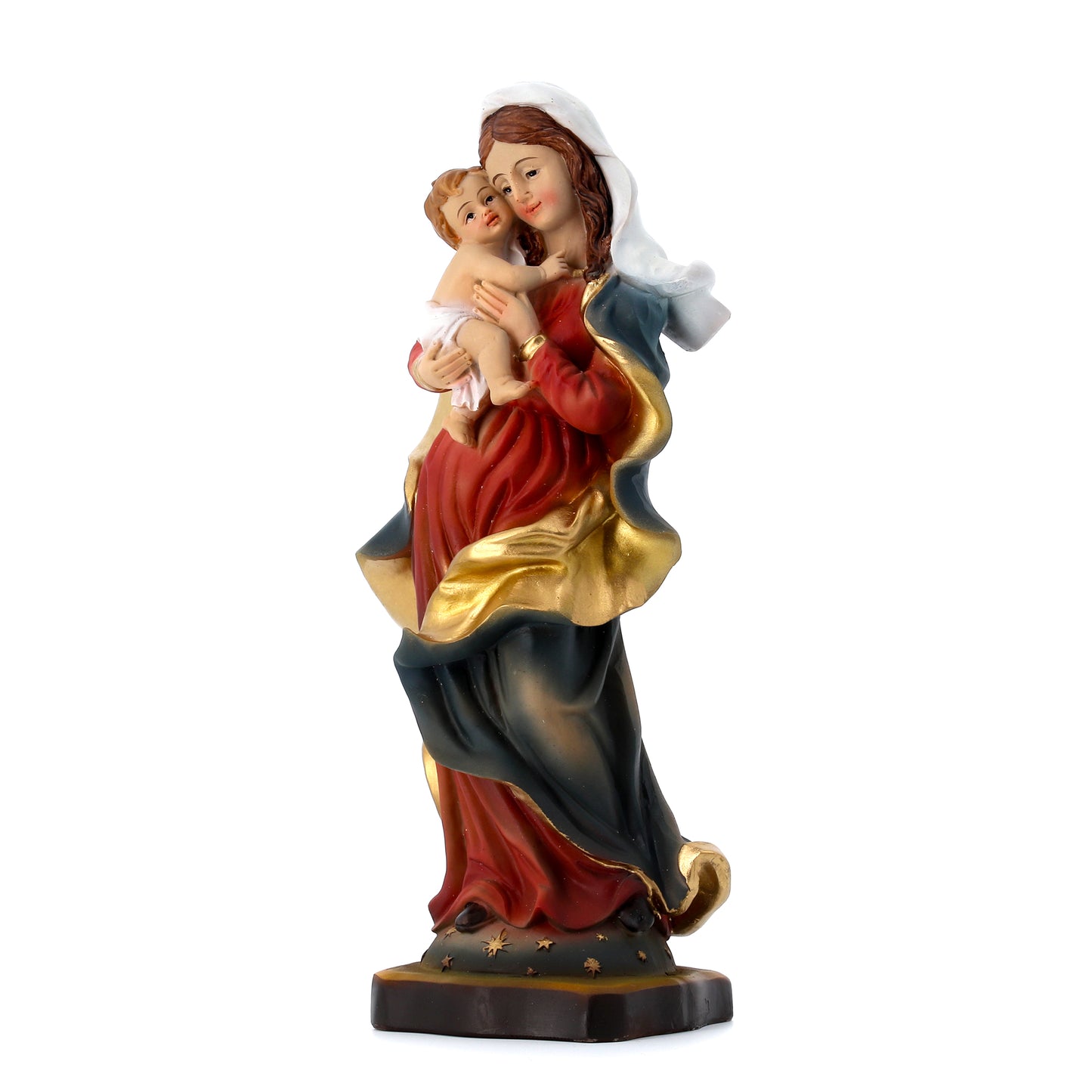 Statua Madonna con Bambino in resina. Altezza 20,5 cm
