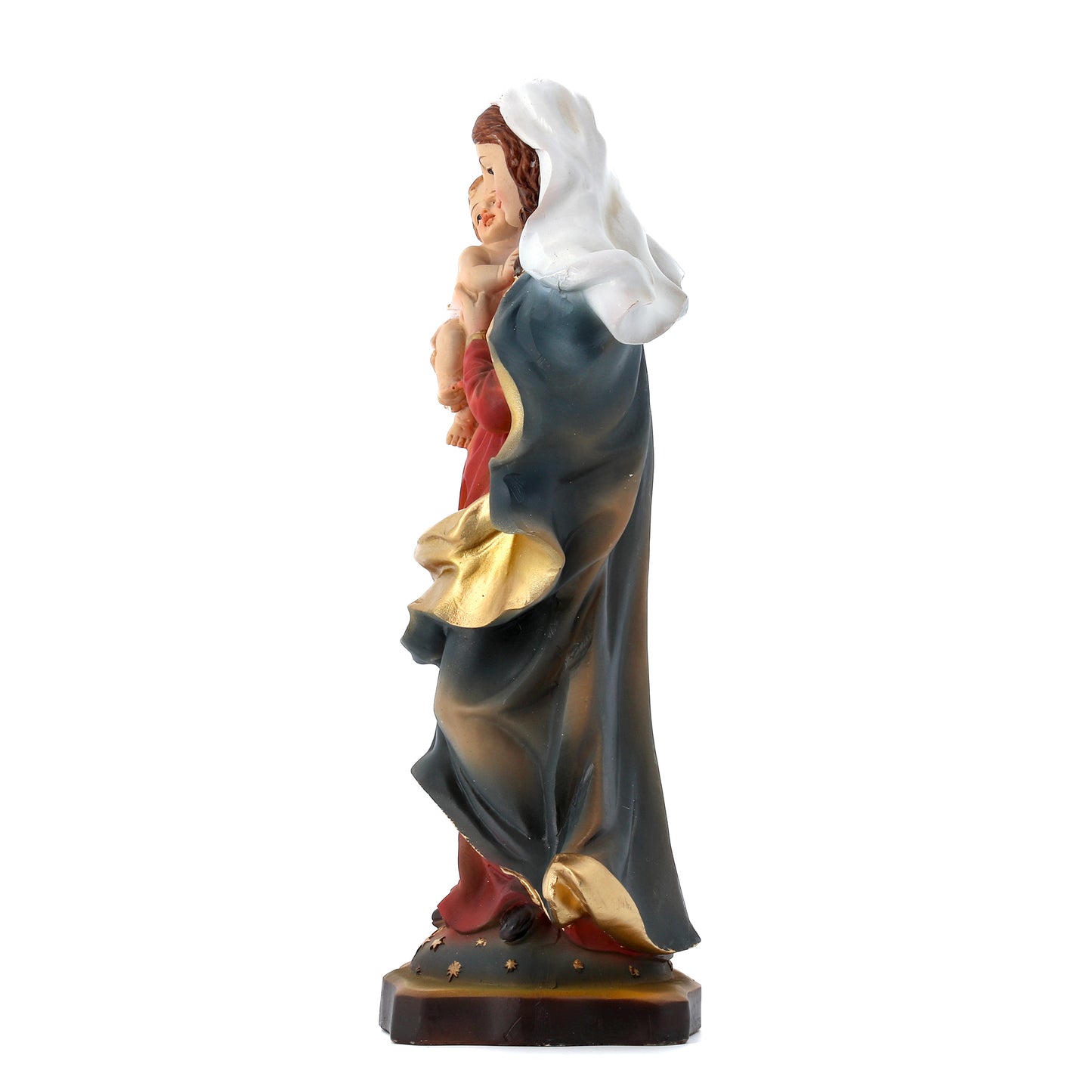 Statua Madonna con Bambino in resina. Altezza 20,5 cm
