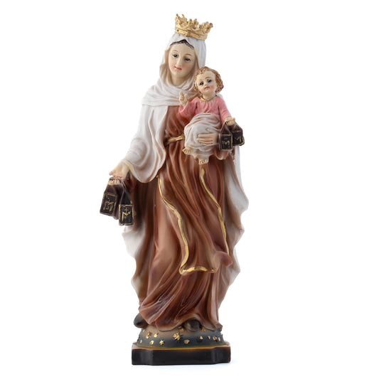 Statua Madonna del Carmine in resina. Altezza 21 cm
