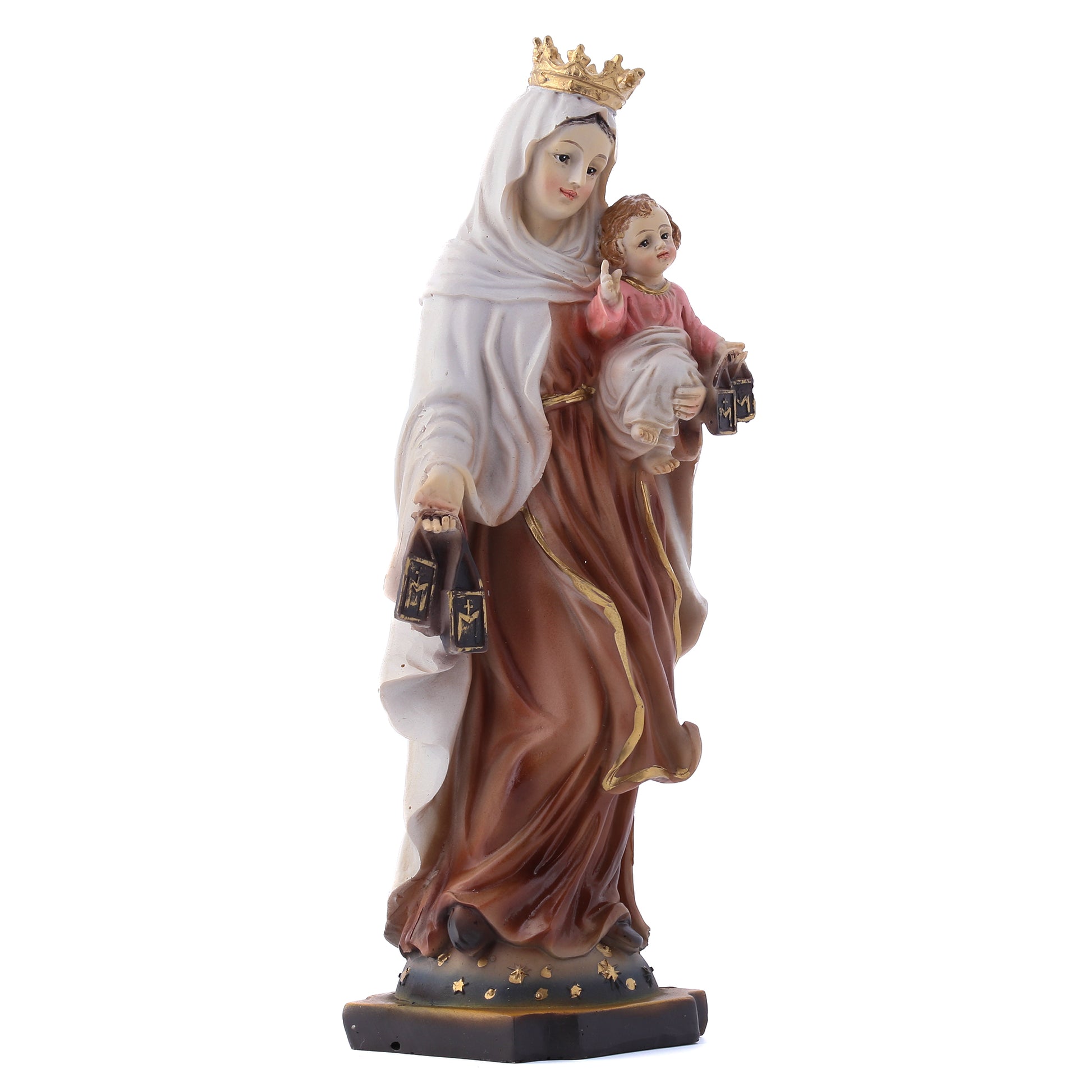 Statua Madonna del Carmine in resina. Altezza 21 cm