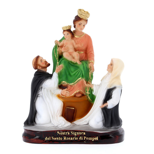 Statua Madonna di Pompei, in resina. Altezza 25 cm