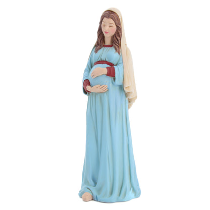 Statua Madonna gestante, in polvere di marmo colorata. Altezza 23 cm