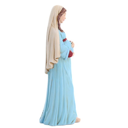 Statua Madonna gestante, in polvere di marmo colorata. Altezza 23 cm