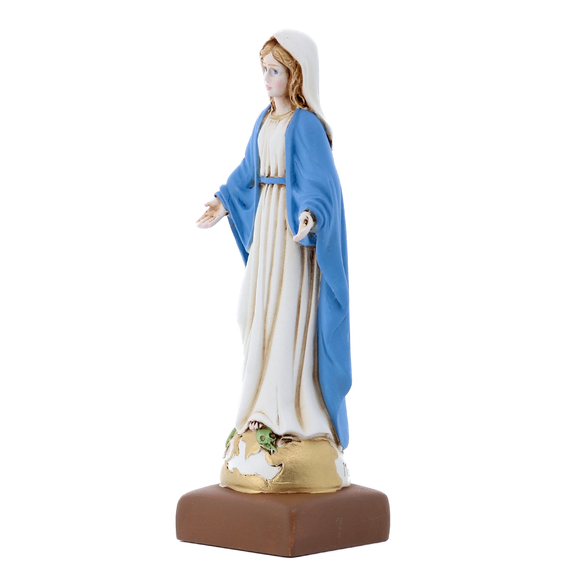 Statua Madonna Immacolata in resina colorata. Altezza 15 cm