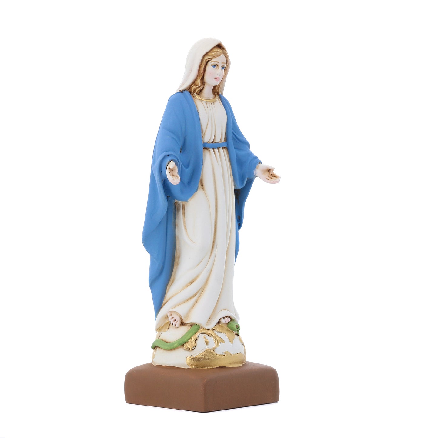 Statua Madonna Immacolata in resina colorata. Altezza 15 cm