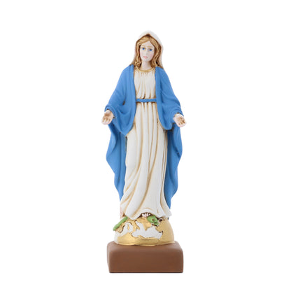 Statua Madonna Immacolata in resina colorata. Altezza 15 cm