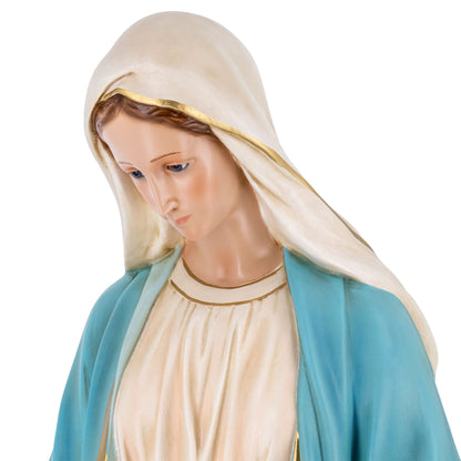 Statua Madonna Immacolata, in vetroresina e occhi in vetro. Altezza 107 cm