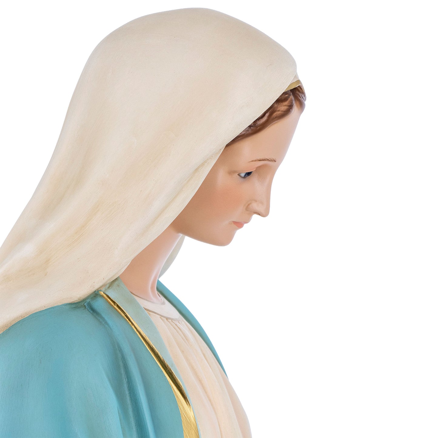 Statua Madonna Immacolata, in vetroresina e occhi in vetro. Altezza 107 cm