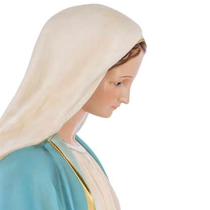 Statua Madonna Immacolata, in vetroresina e occhi in vetro. Altezza 107 cm