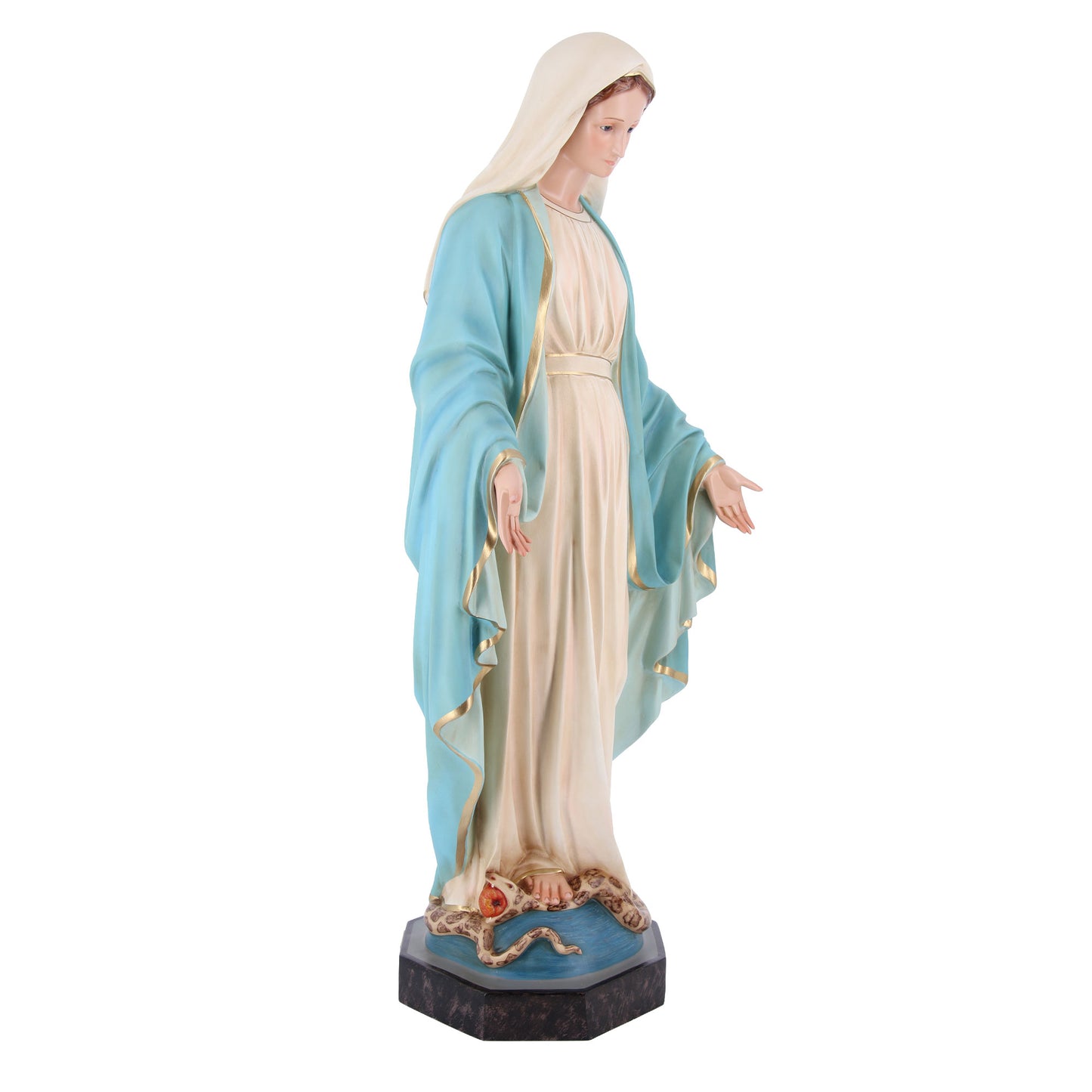 Statua Madonna Immacolata, in vetroresina e occhi in vetro. Altezza 107 cm