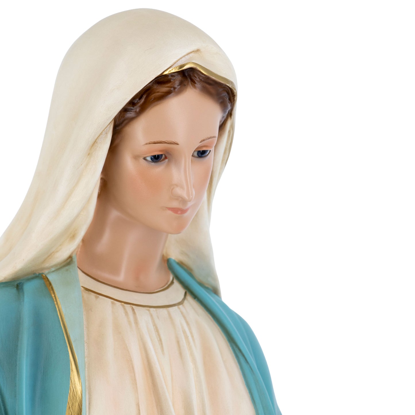 Statua Madonna Immacolata, in vetroresina e occhi in vetro. Altezza 107 cm
