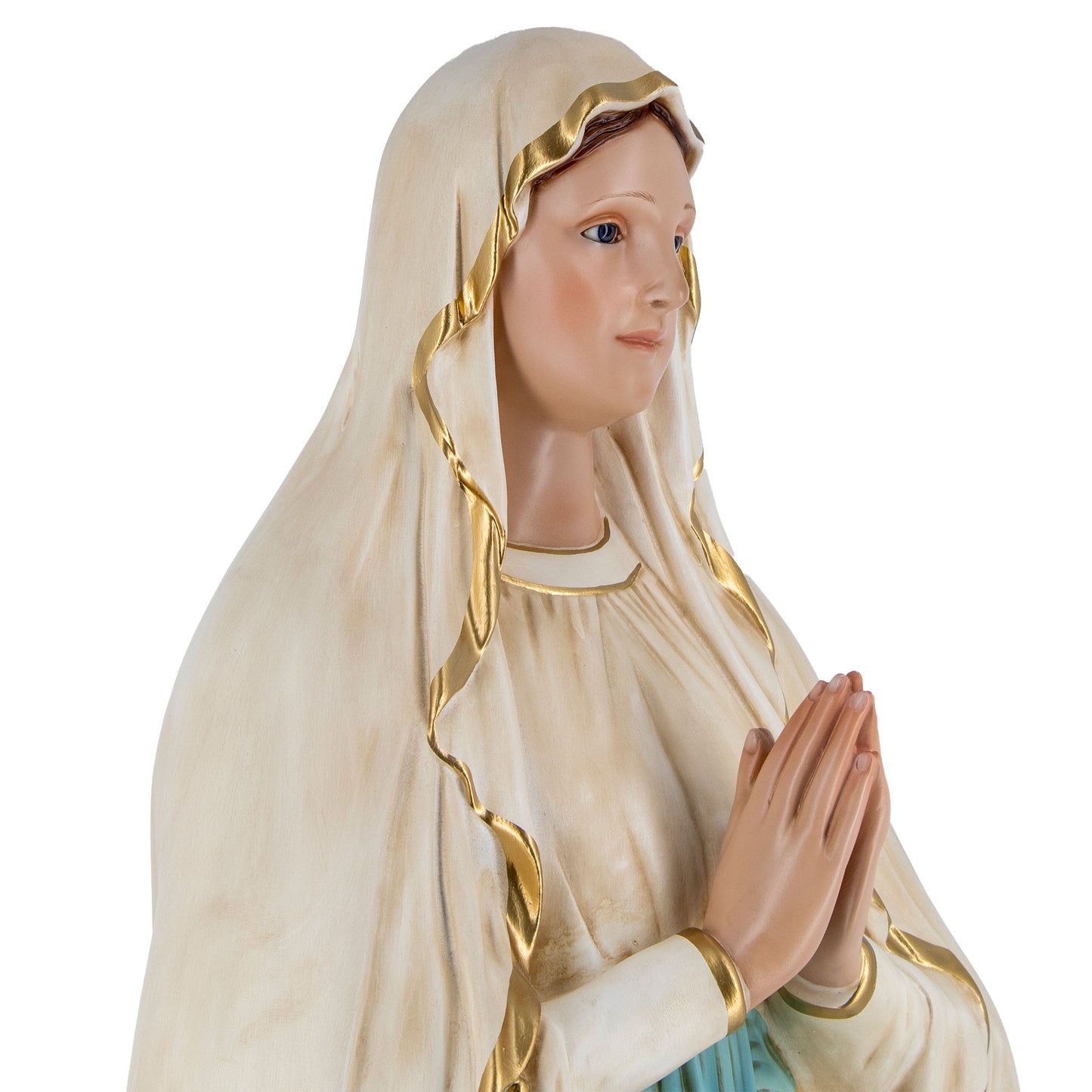 Statua Madonna di Lourdes, in vetroresina e occhi in vetro. Altezza 135 cm