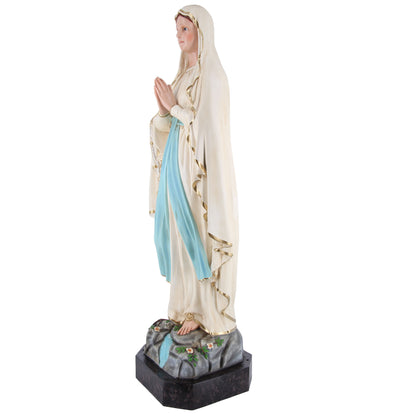Statua Madonna di Lourdes, in vetroresina e occhi in vetro. Altezza 135 cm