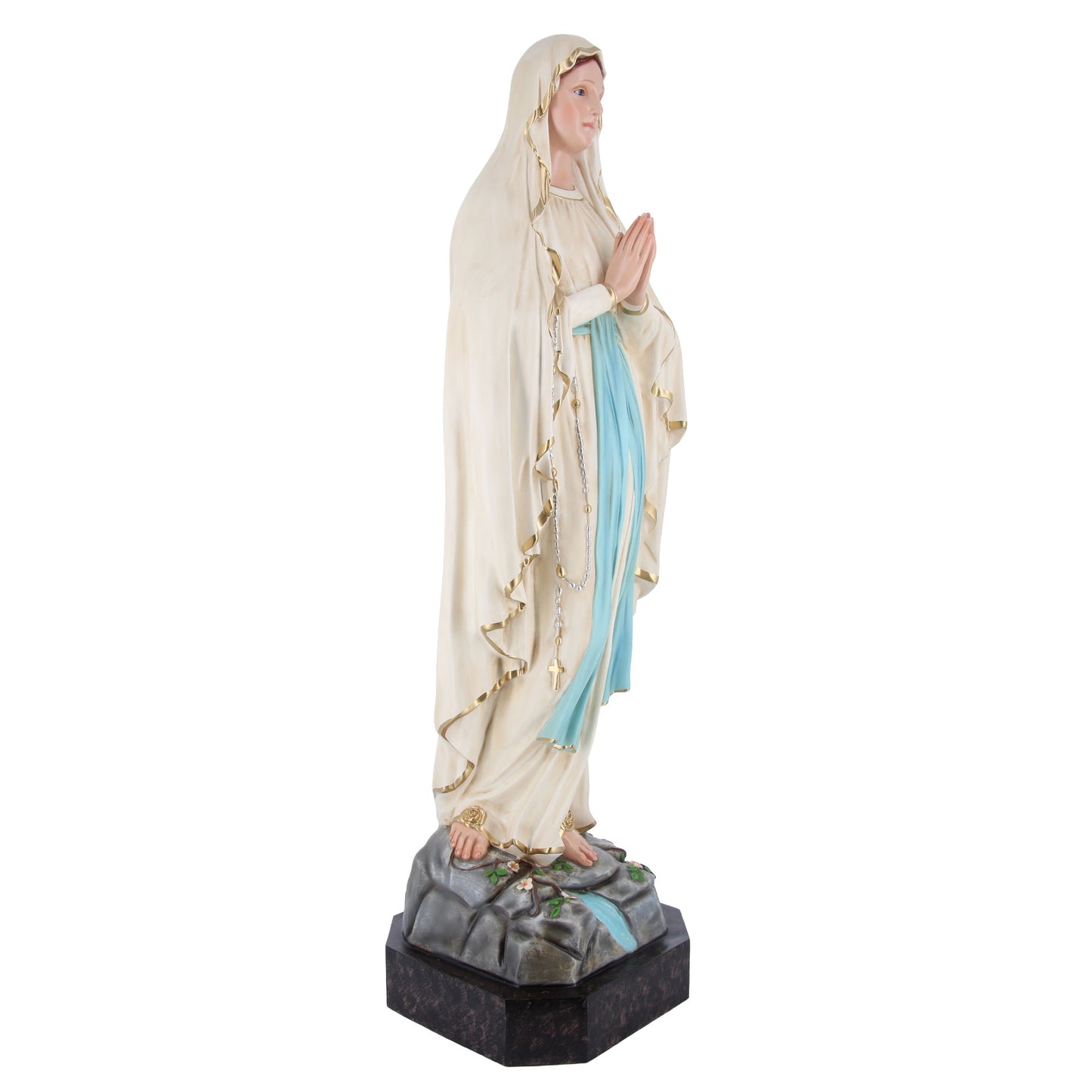 Statua Madonna di Lourdes, in vetroresina e occhi in vetro. Altezza 135 cm