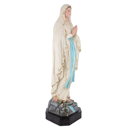 Statua Madonna di Lourdes, in vetroresina e occhi in vetro. Altezza 135 cm