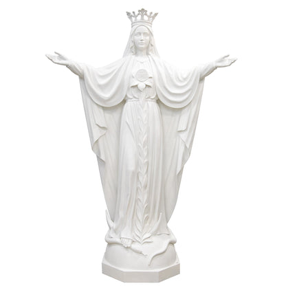 Statua Maria Mediatrice in vetroresina bianca. Altezza 160 cm