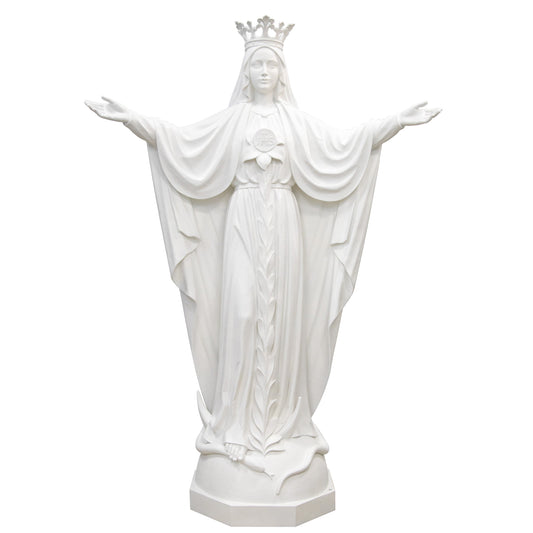 Statua Maria Mediatrice in vetroresina bianca. Altezza 160 cm