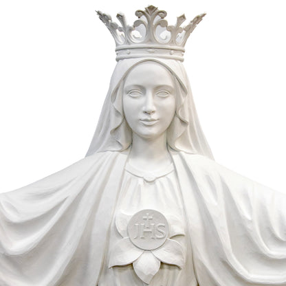 Statua Maria Mediatrice in vetroresina bianca. Altezza 160 cm