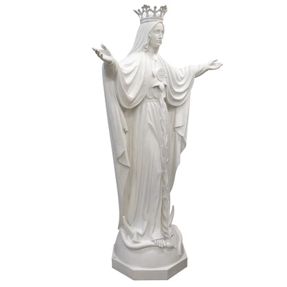 Statua Maria Mediatrice in vetroresina bianca. Altezza 160 cm