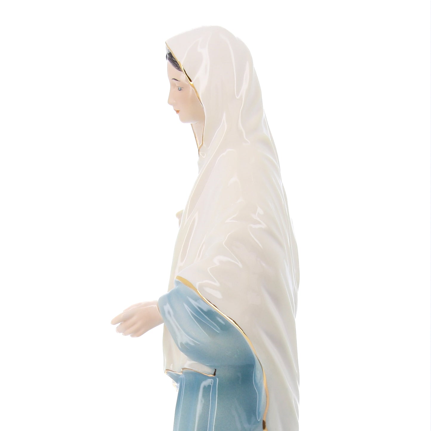 Statua Regina della pace in ceramica colorata dipinta a mano. Altezza 60 cm